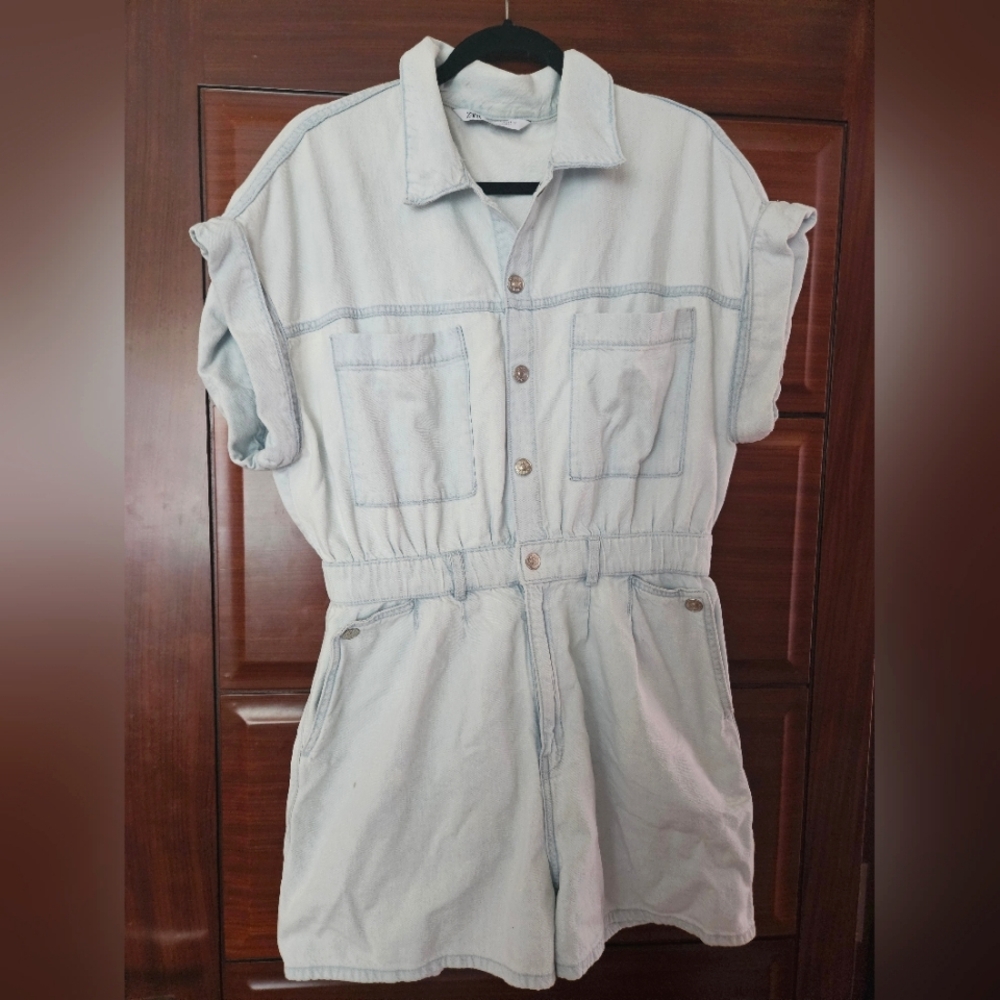 Zara Lightweight Denim Short Romper